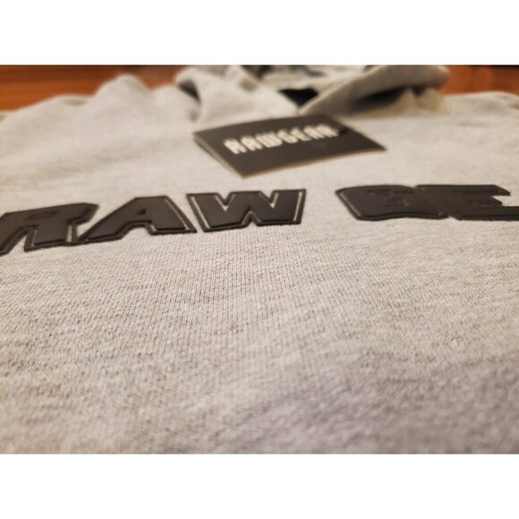 Rawgear Vintage Hoodie Men's Size Small Gray Distressed Puffed Logo Streeywear - Picture 2 of 11